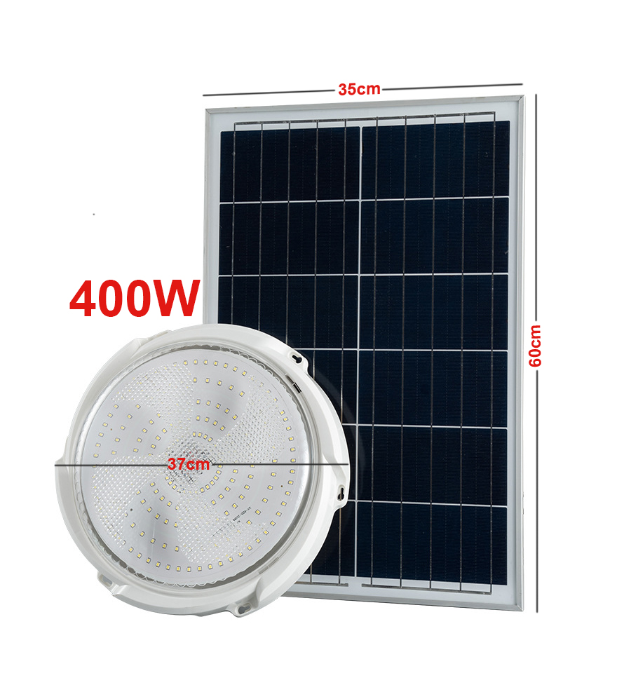 Đèn năng lượng mặt trời ốp trần 400W – Vỏ nhôm, Tấm pin NLMT rời, Ánh sáng trắng- 400WOT