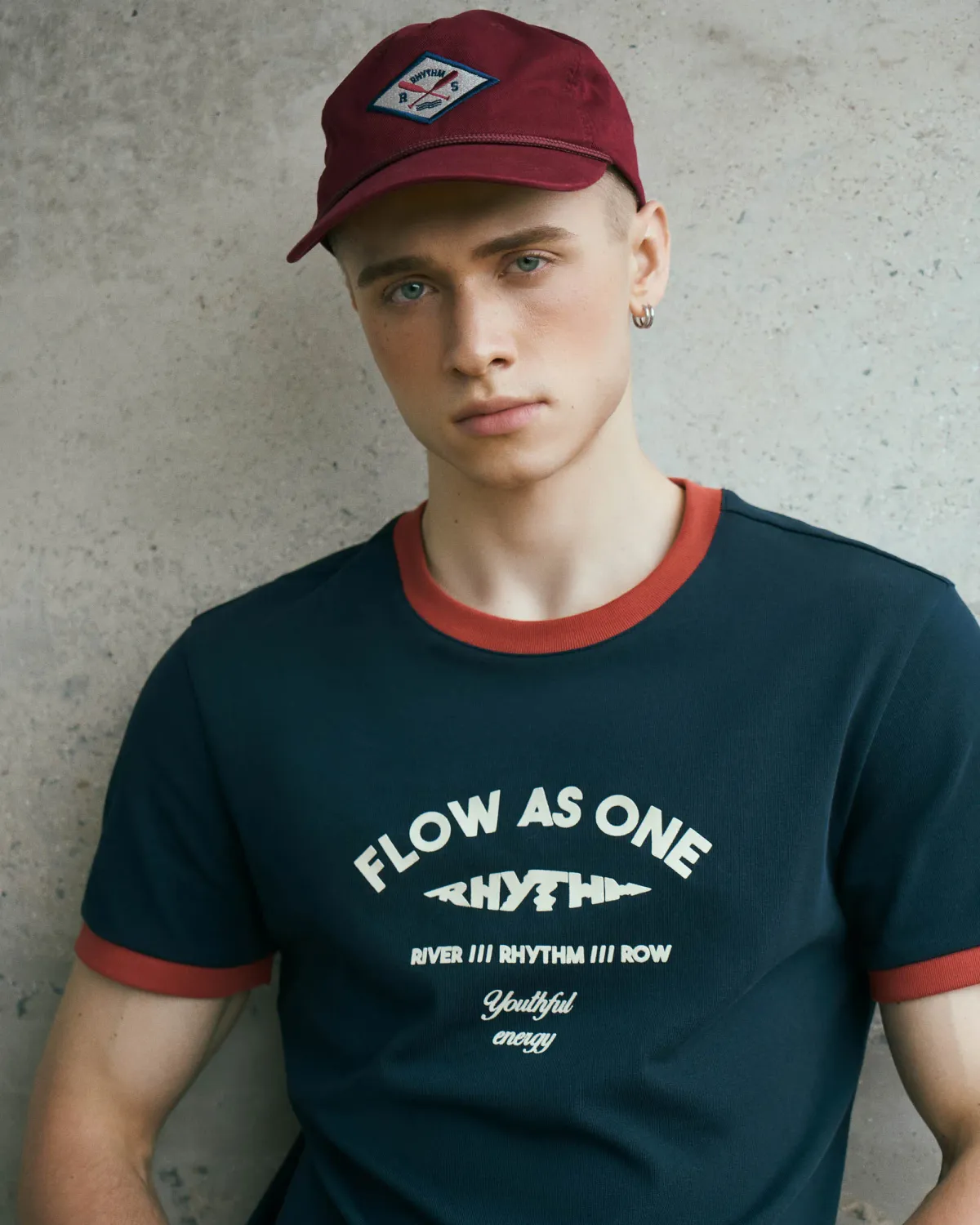 Áo thun tay ngắn nam phối rib hình in .Fitted - ROUTINE 10F25TSS046