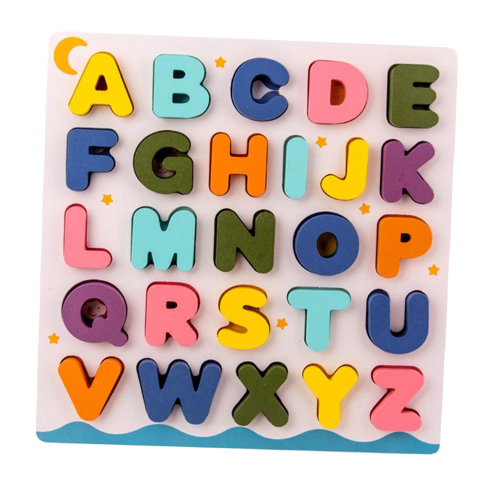 Toddler Jigsaw Kids Puzzle Letters Numbers Wooden Learning Toys