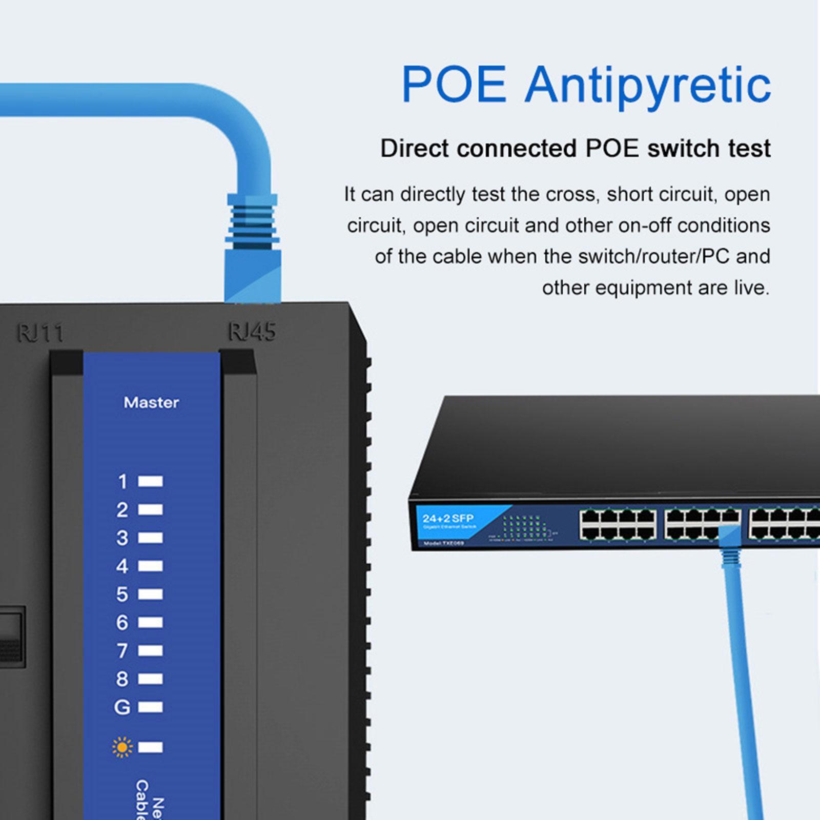 Network Cable Tester, LAN Wire Ethernet Cable Tester Phone RJ11, Cable Tester Test Tool, with automatic sleep function