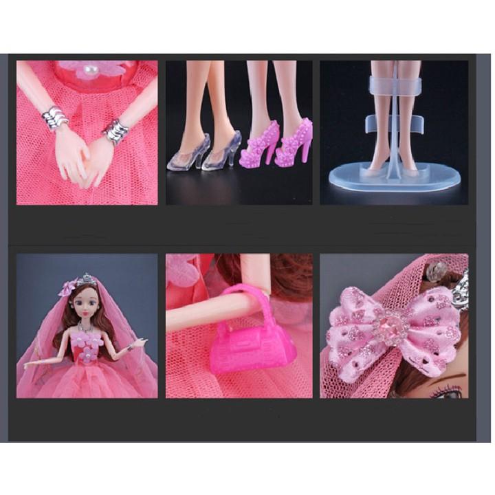 Búp Bê Cô Dâu Xòe Tầng Tặng Phụ Kiện 8 Món + 03 Váy Ngắn