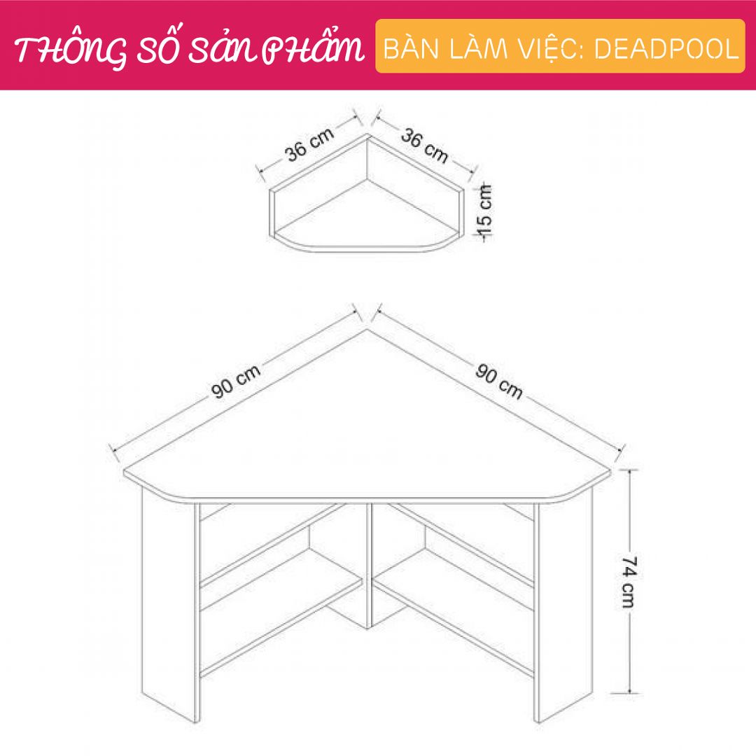 Bàn vi tính gỗ thiết kế tiện lợi SMLIFE Deadpool