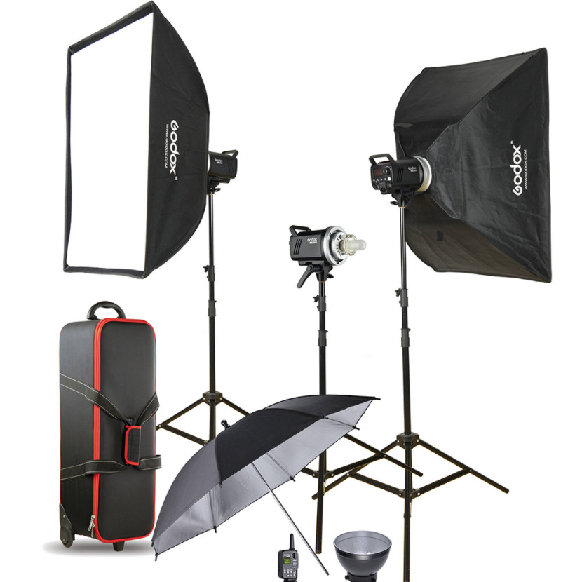 Bộ kit đèn flash godox MS300D-3 đèn - Hàng chính hãng