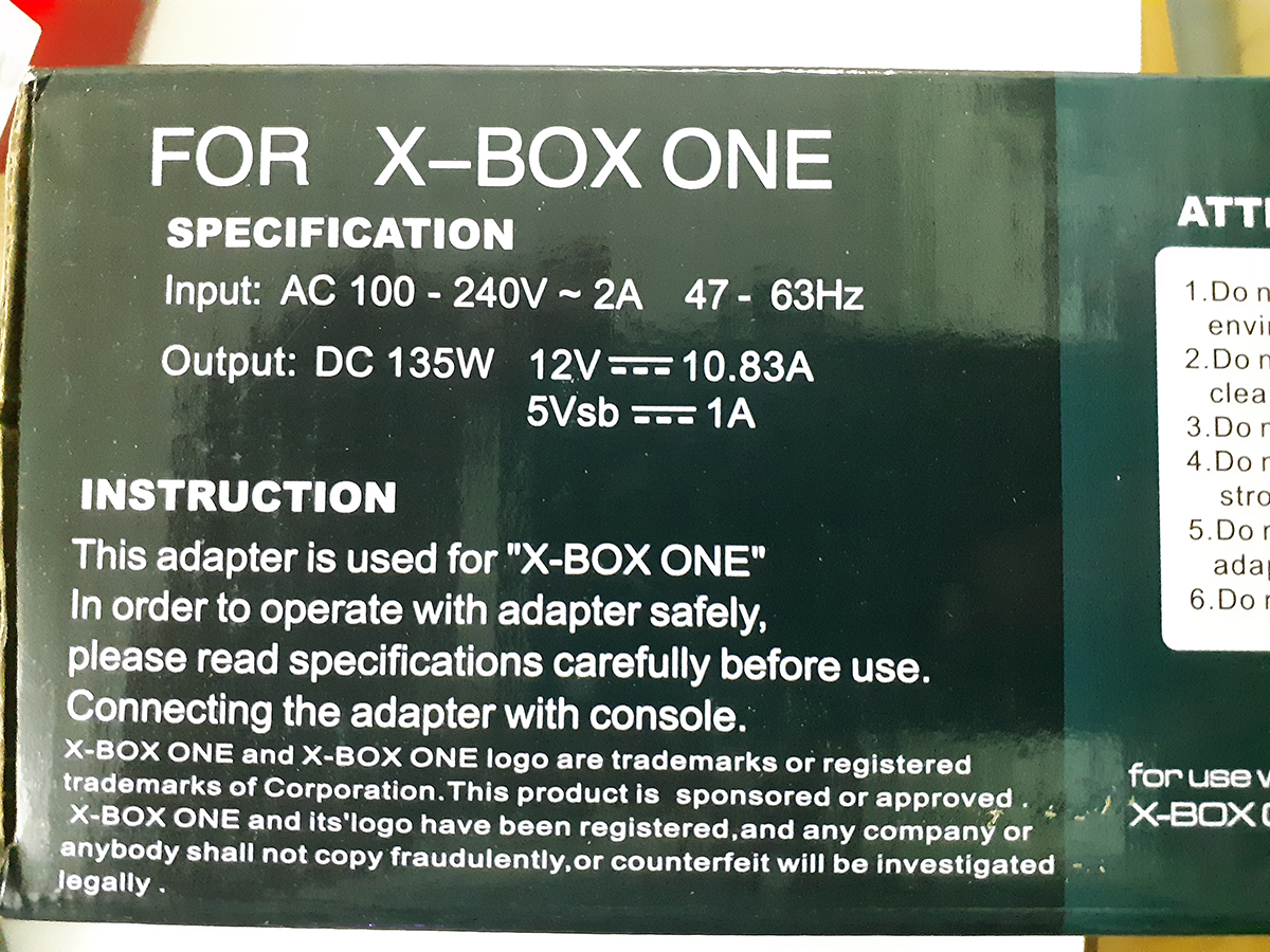 Sạc cho máy Xbox One 12v-10.83a