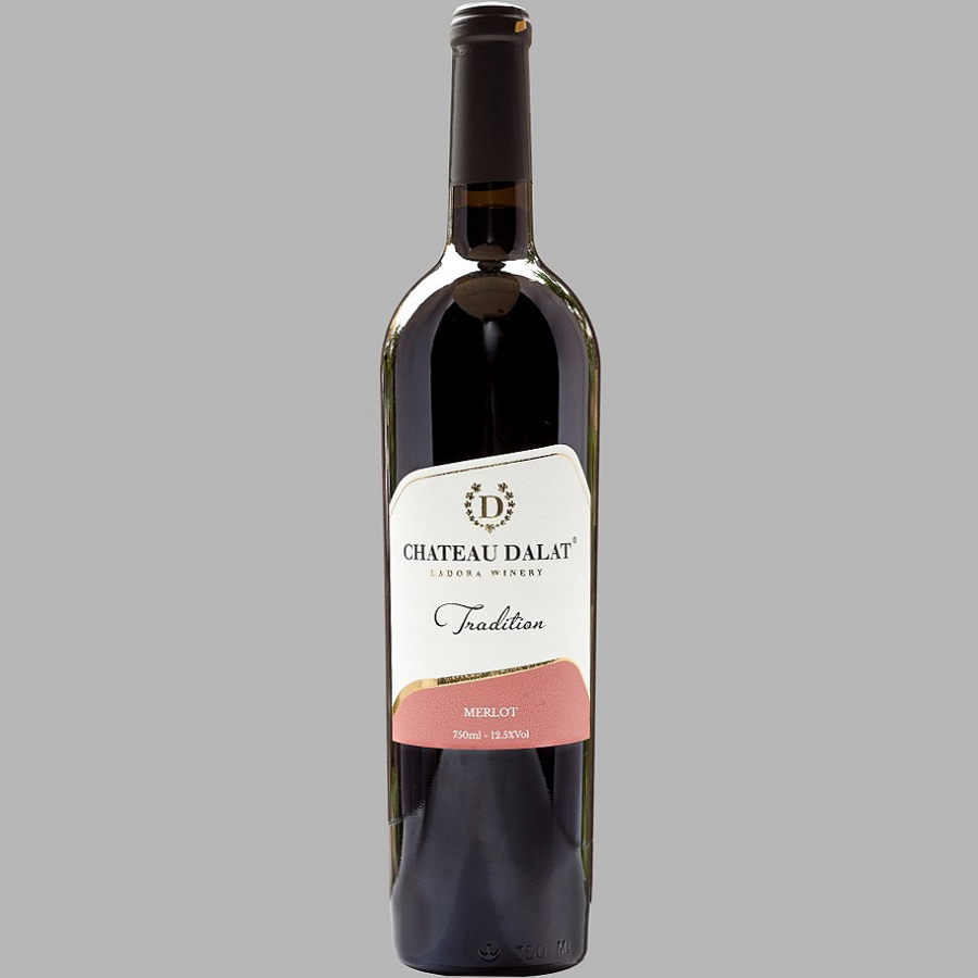 Rượu Vang Đỏ Ladofoods Chateau Dalat Tradition Merlot 750ml 12,5% - Không Kèm Hộp