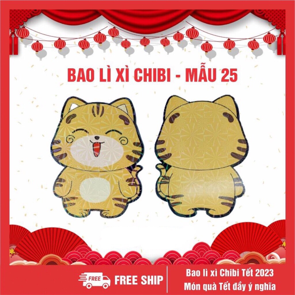 Bao lì xì chibi Tết 2023 cute dễ thương có phản quang - Giao mẫu ngẫu nhiên