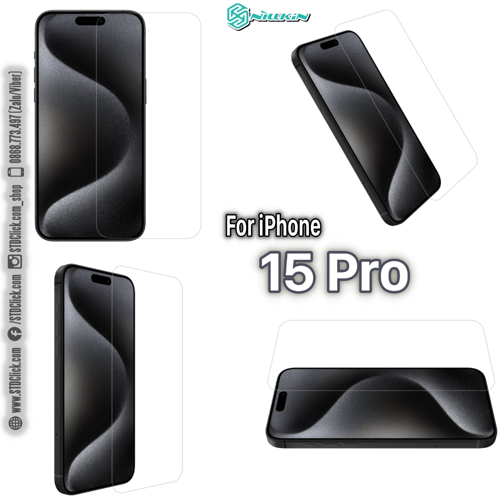 KÍNH CƯỜNG LỰC DÀNH CHO ĐIỆN THOẠI IPHONE 15 PRO MAX - 15 PRO - 15 PLUS - 15 NILLKIN H+PRO 0.2MM