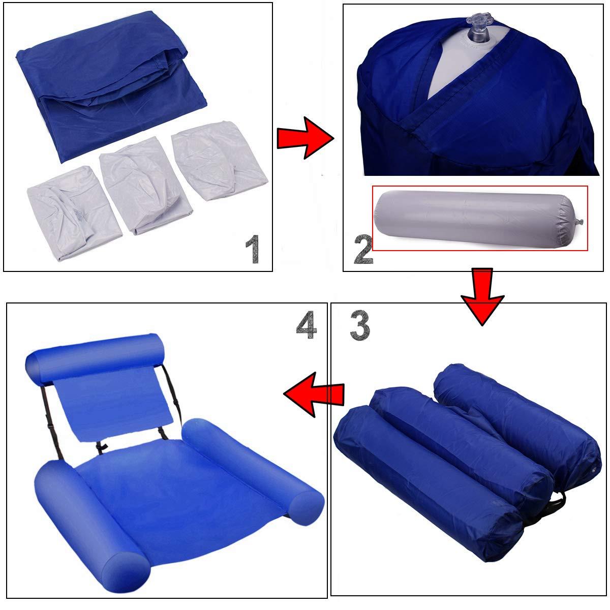 Nhựa PVC Mùa Hè Bơm Hơi Có Thể Gập Lại Nổi Hàng Nước Hồ Bơi Võng Không Nệm Giường Bãi Biển Nước Thể Thao Cao Cấp Tay Lửng Ghế