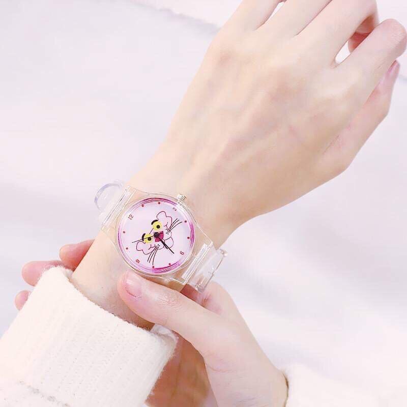 Đồng hồ thời trang nữ Unisex dây nhựa trong siêu cá tính R1854