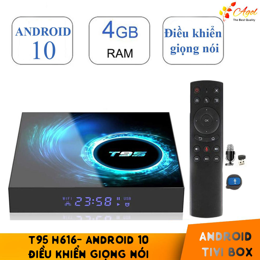 Android T95 Ram 4G điều khiển giọng nói tiếng Việt có chức năng chuột bay wifi kép 2 băng tần bluetooth cài sẵn phim, truyền hình cáp miễn phí vĩnh viễn - Hàng Nhập Khẩu