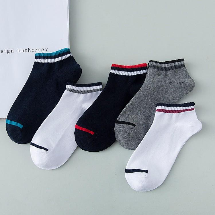 Tất Vớ nam cổ ngắn cổ unisex kẻ ngang Thể Thao chống hôi chân -TO56