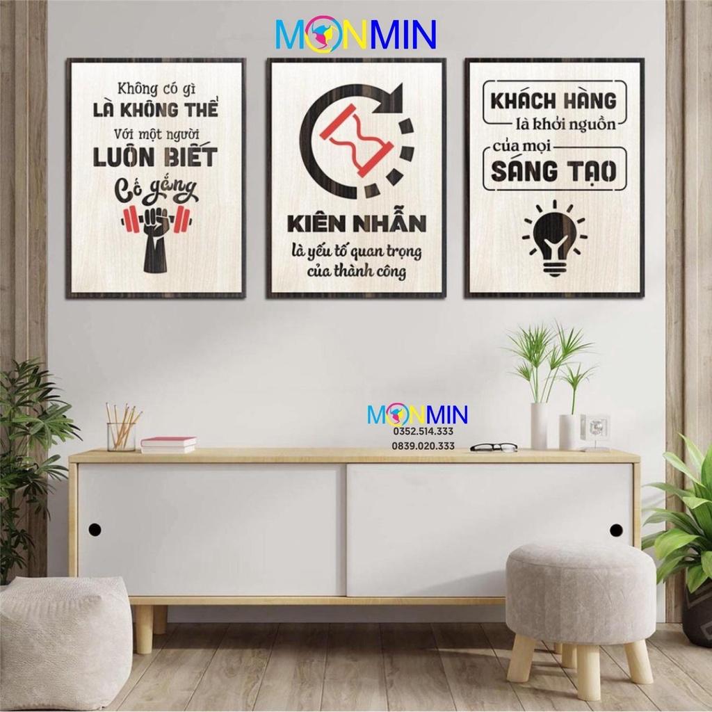 Combo 3 Tấm Tranh Slogan Gỗ tạo động lực khổ lớn 54x40cm