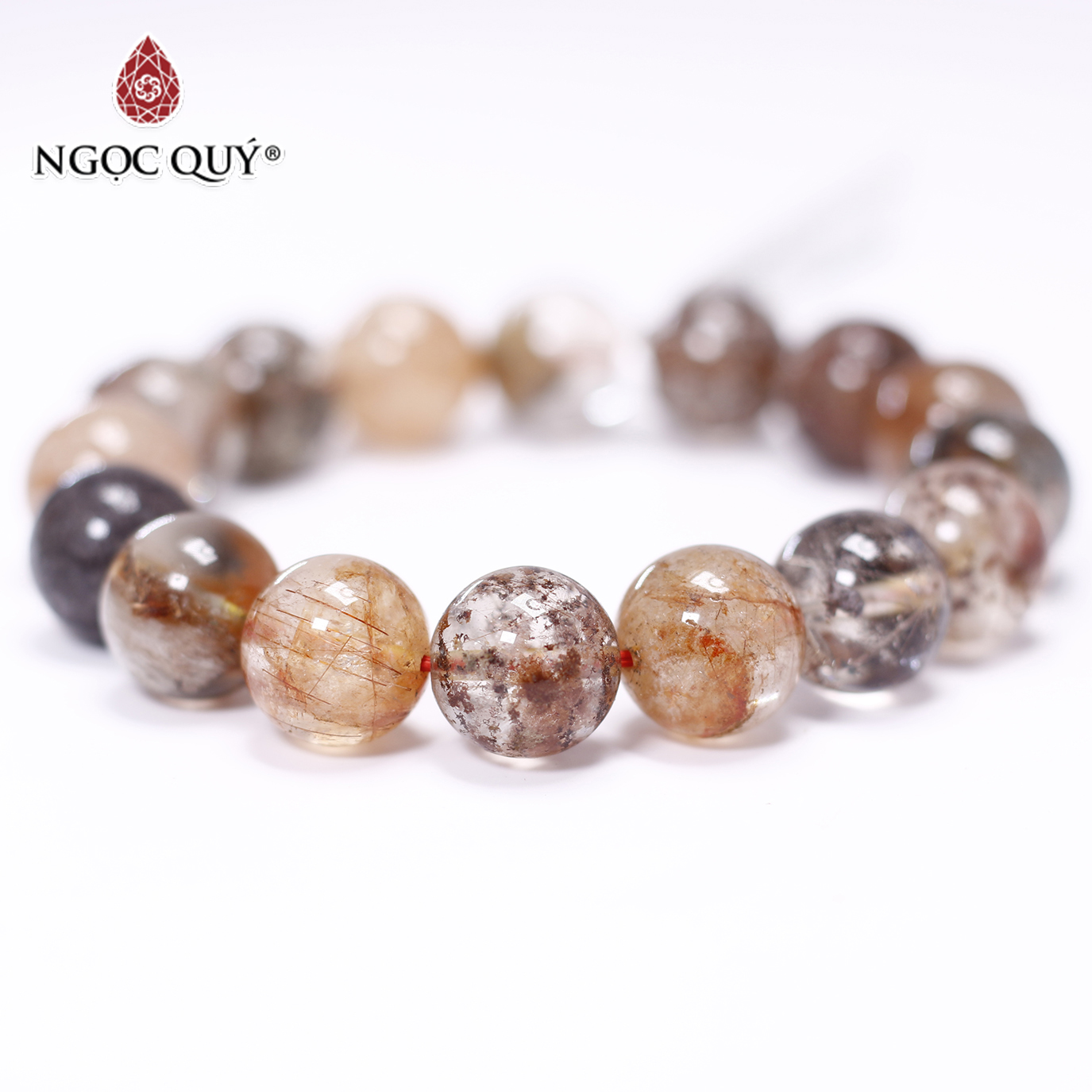 Vòng tay đá thạch anh ưu linh tóc cam 12mm mệnh hoả, thổ - Ngọc Quý Gemstones