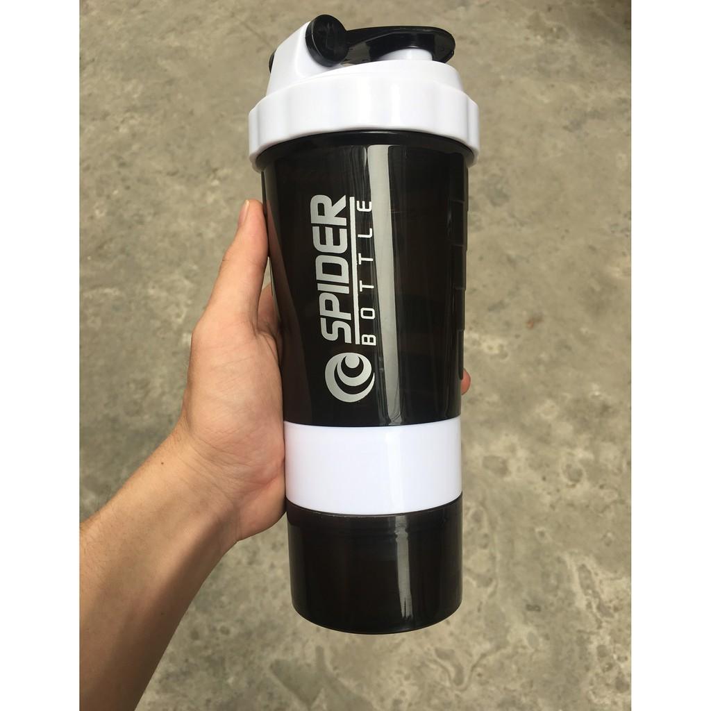 Bình Lắc Shaker Tập GYM 3 Ngăn Tiện Dụng 500 Ml Có Lò Xo