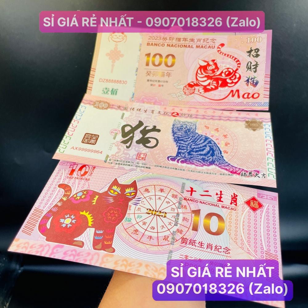 {SẴN HÀNG} Lì xì tết Quý Mão tiền in hình con mèo Macao , Trung Quốc lưu niệm làm quà Tết NELI