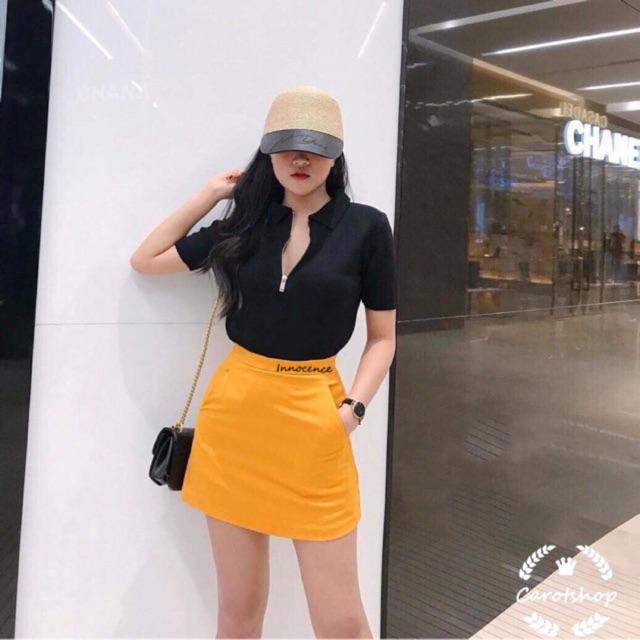 Chân váy Chữ A 2 túi chữ thêu eo siêu xinh - Carotshop