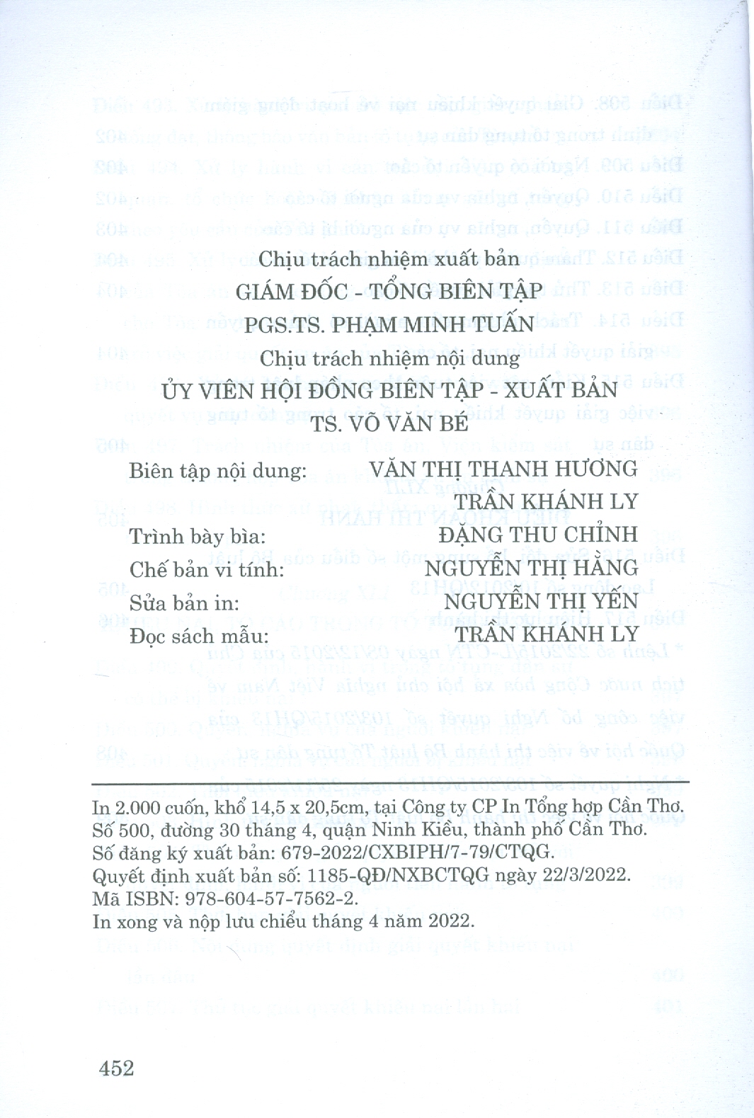 Bộ Luật Tố Tụng Dân Sự (Hiện Hành) (Sửa Đổi, Bổ Sung Năm 2019, 2020) - Tái bản năm 2022