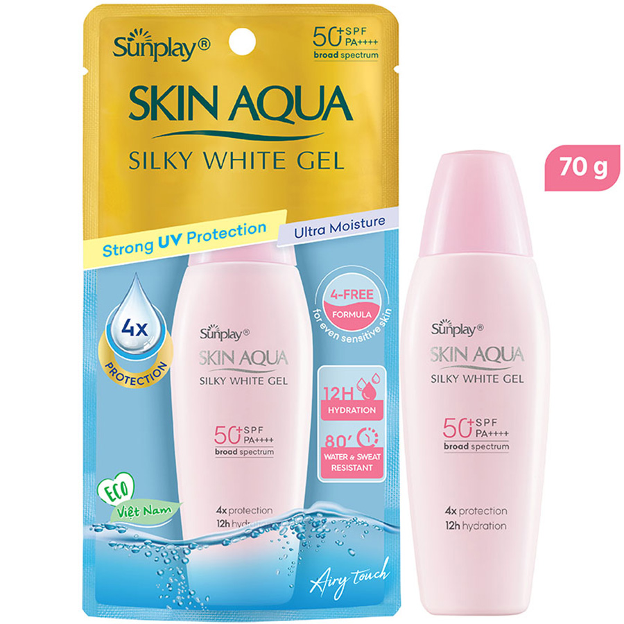 Gel Chống Nắng Dưỡng Da Trắng Mượt Sunplay Skin Aqua Silky White Gel SPF50, PA++++ (70g)