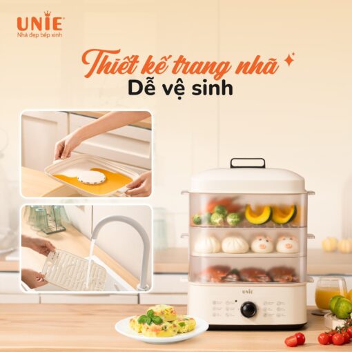 Nồi Hấp 3 Tầng Unie UE560 Công Suất 850W 12 Chức Năng Tiện Lợi - Hàng Chính Hãng