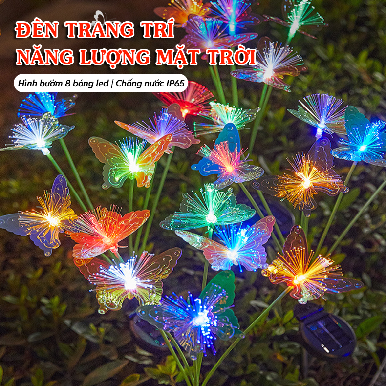 Đèn Trang Trí Năng Lượng Mặt Trời Hình Bướm, 8 Bóng LED, Chống Chọi Mọi Thời Tiết - DA3026