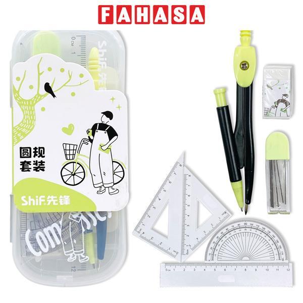 Bộ Compa 7 Món - Bút Chì Kim - ShiF 3117 - Màu Xanh Lá