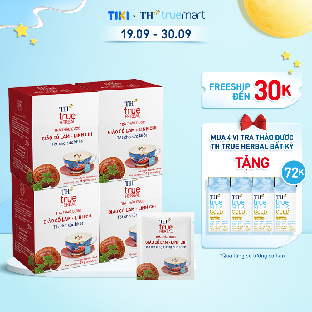 Combo 4 hộp trà thảo dược TH true HERBAL Giảo cổ lam – Linh chi (80 gói)