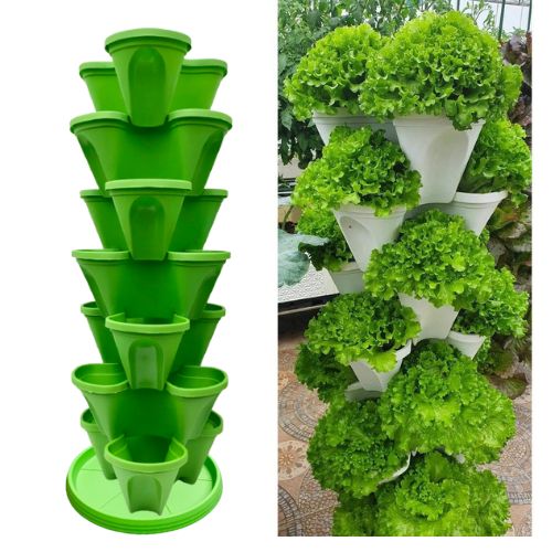 Chậu Tháp , Tháp Trồng Rau Hữu Cơ/ Tháp Trồng Hoa / Dâu Tây - Nhựa Cao Cấp, Tiện Lợi, Tiết Kiệm Không Gian, Trang Trí Nội Thất, Sân Vườn