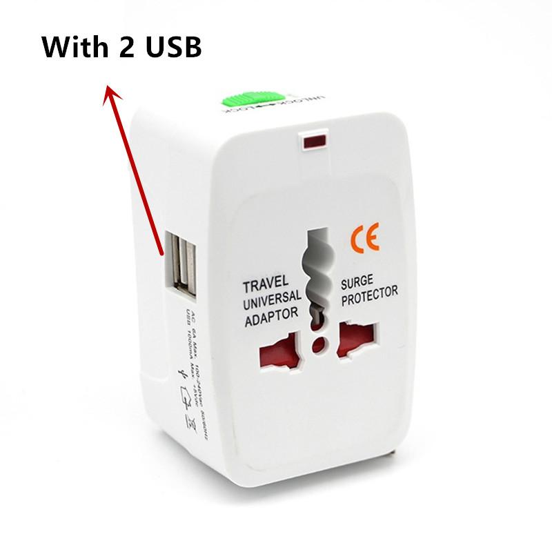 Bộ chuyển đổi phích cắm điện đa năng AU/EU/US/UK với 2 cổng USB