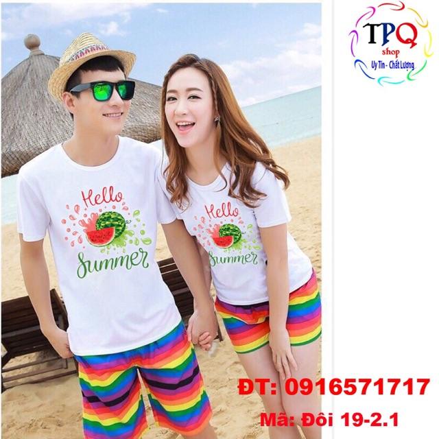Đồ đôi đi biển mới nhất chất vải đẹp- giá 1 bộ luôn quần và áo