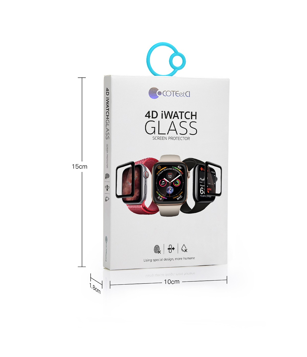 Miếng dán kính cường lực Full 4D cho Apple Watch 38mm hiệu Coteetci - Hàng chính hãng