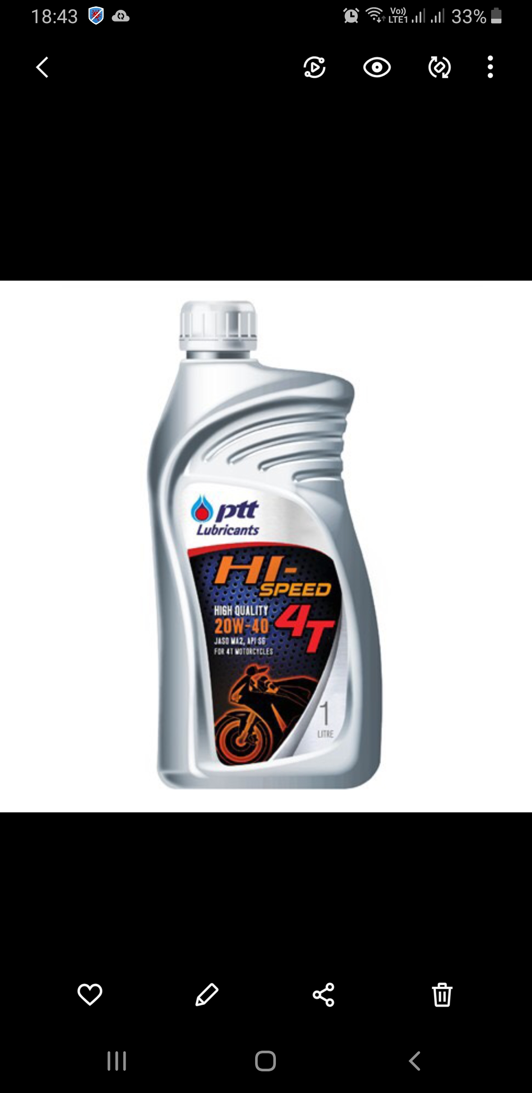 Nhớt PTT XE SỐ Hi-Speed 4T ( 1000ml )