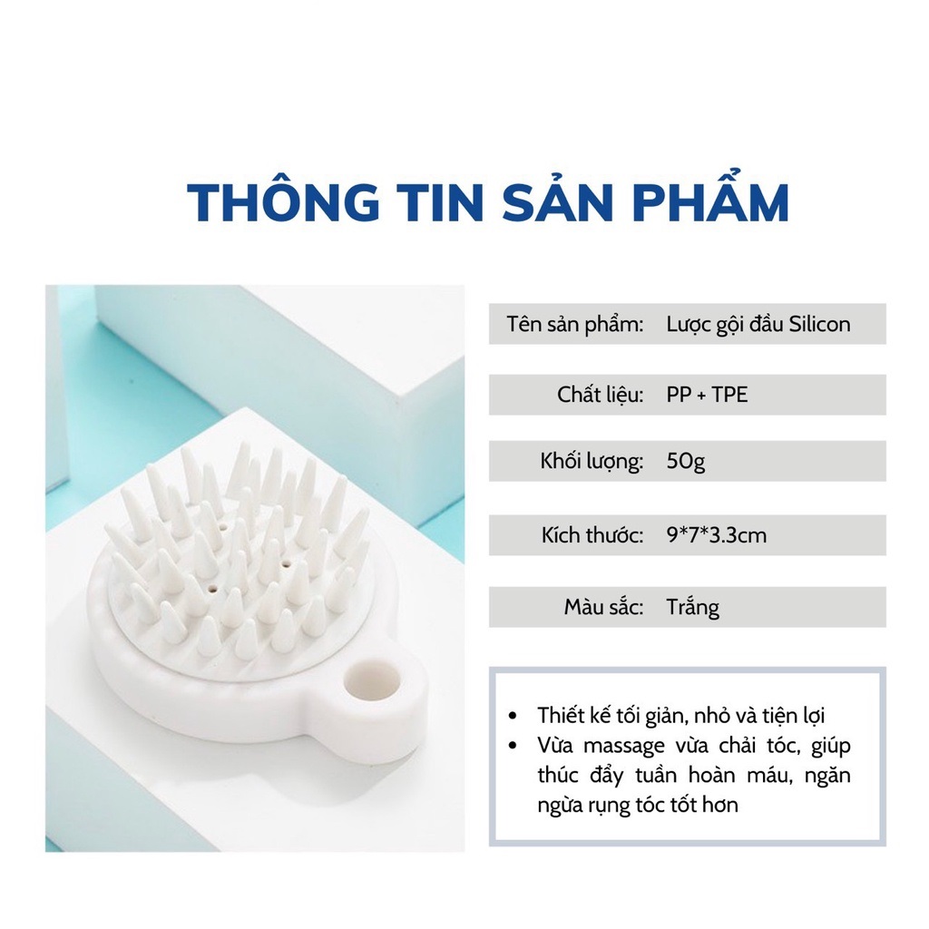 Lược gội đầu Silicone Nhật Bản - Massage xa da đầu - Giảm rụng tóc - Kích thích mọc tóc