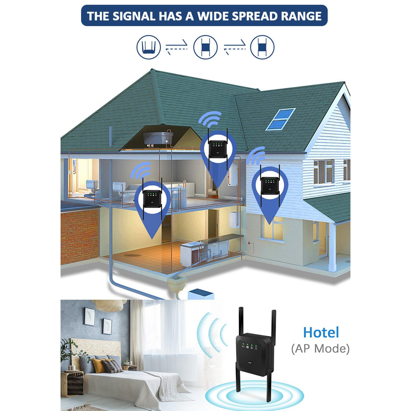 1200Mbps Dual-Band Wireless Wifi Router Repeater Extender Signal Amplifer Booster US, AC 100-240V, 50 / 60Hz
