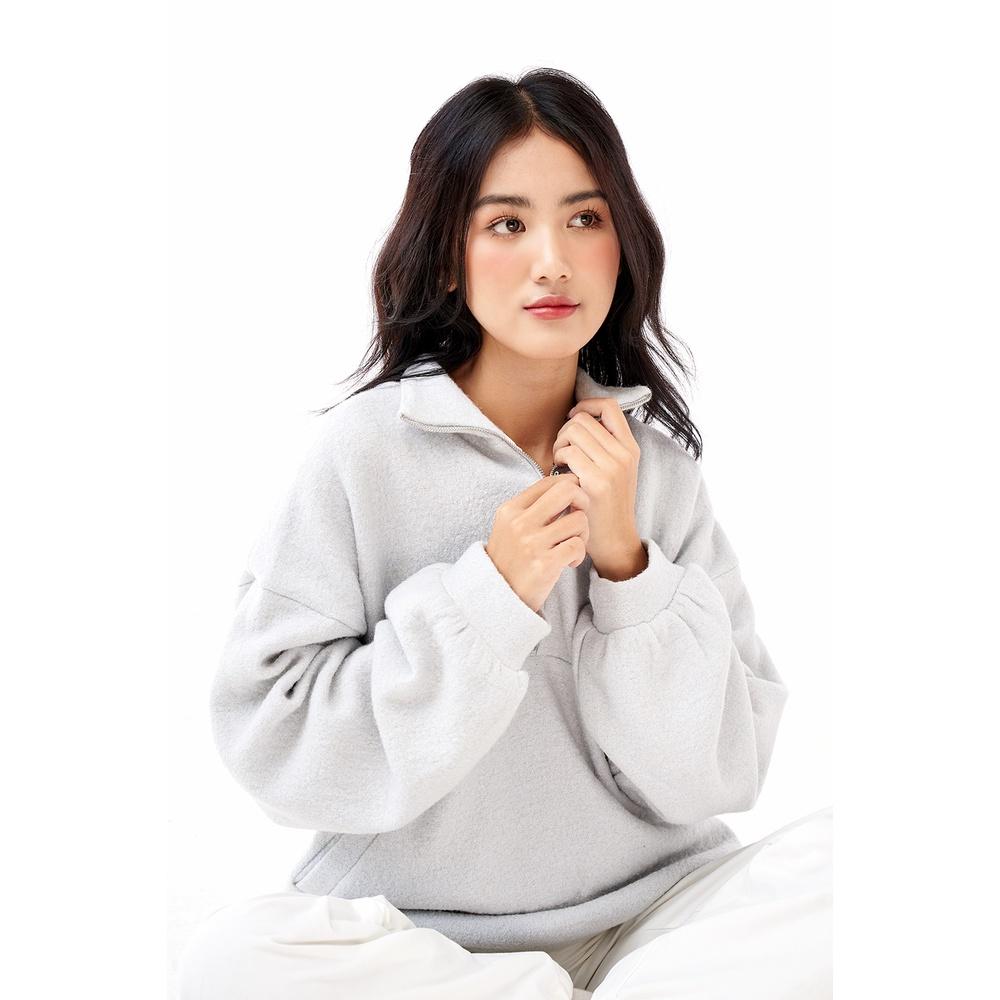 DOTTIE - Áo kiểu vải dạ phối dây kéo nữ T0599