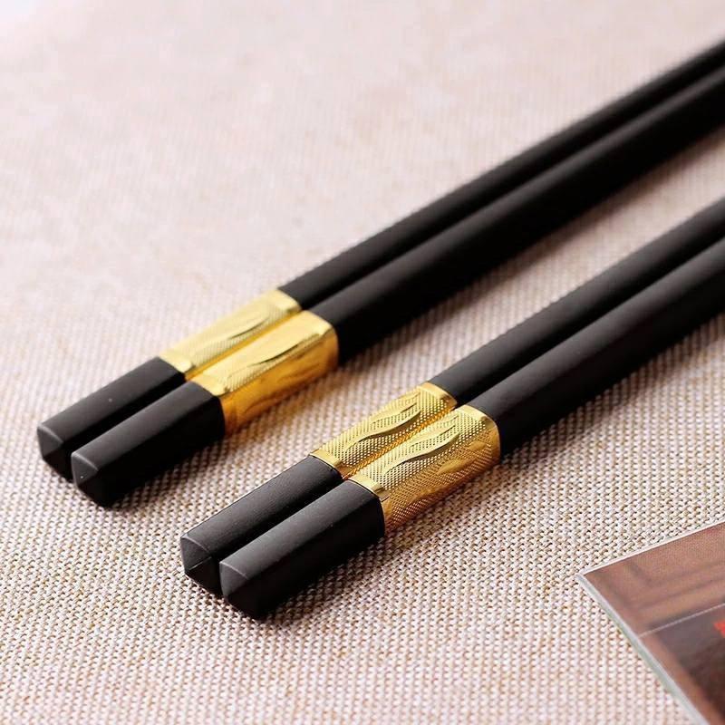 Bộ 10 Đôi Đũa Ăn Hàn Quốc Đầu Mạ Hợp Kim Vàng Sang Trọng, Cao Cấp