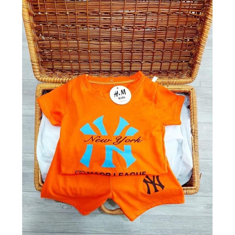 Bộ Quần Áo Cộc Tay In N Y Cho Bé Trai Chất Cotton