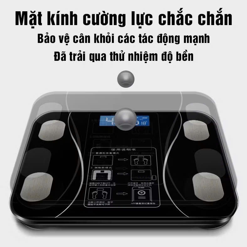 Cân Điện Tử Bluetooth Sạc USB, Cân Sức Khỏe Thông Minh Kết Nối App Đo Chỉ Số Cơ Thể Chính Xác - HÀNG CHÍNH HÃNG MINIIN