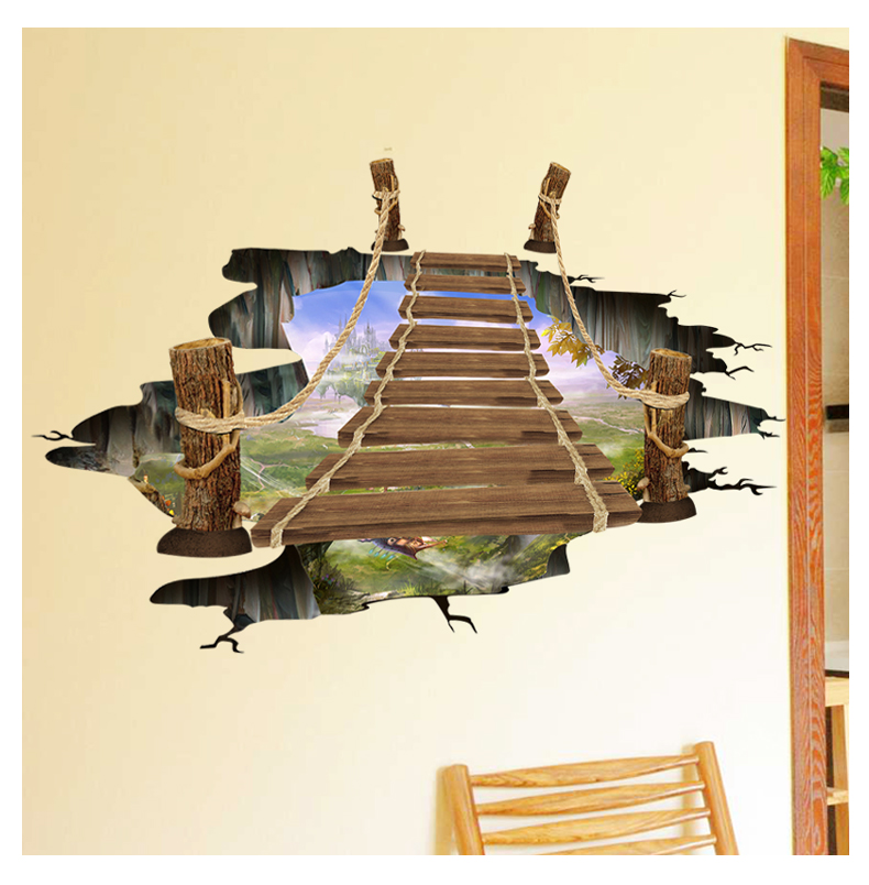 Bộ Tranh Decal 3D Trang Trí Dán Tường Hình Cầu Gỗ Treo Cao Cấp AZONE