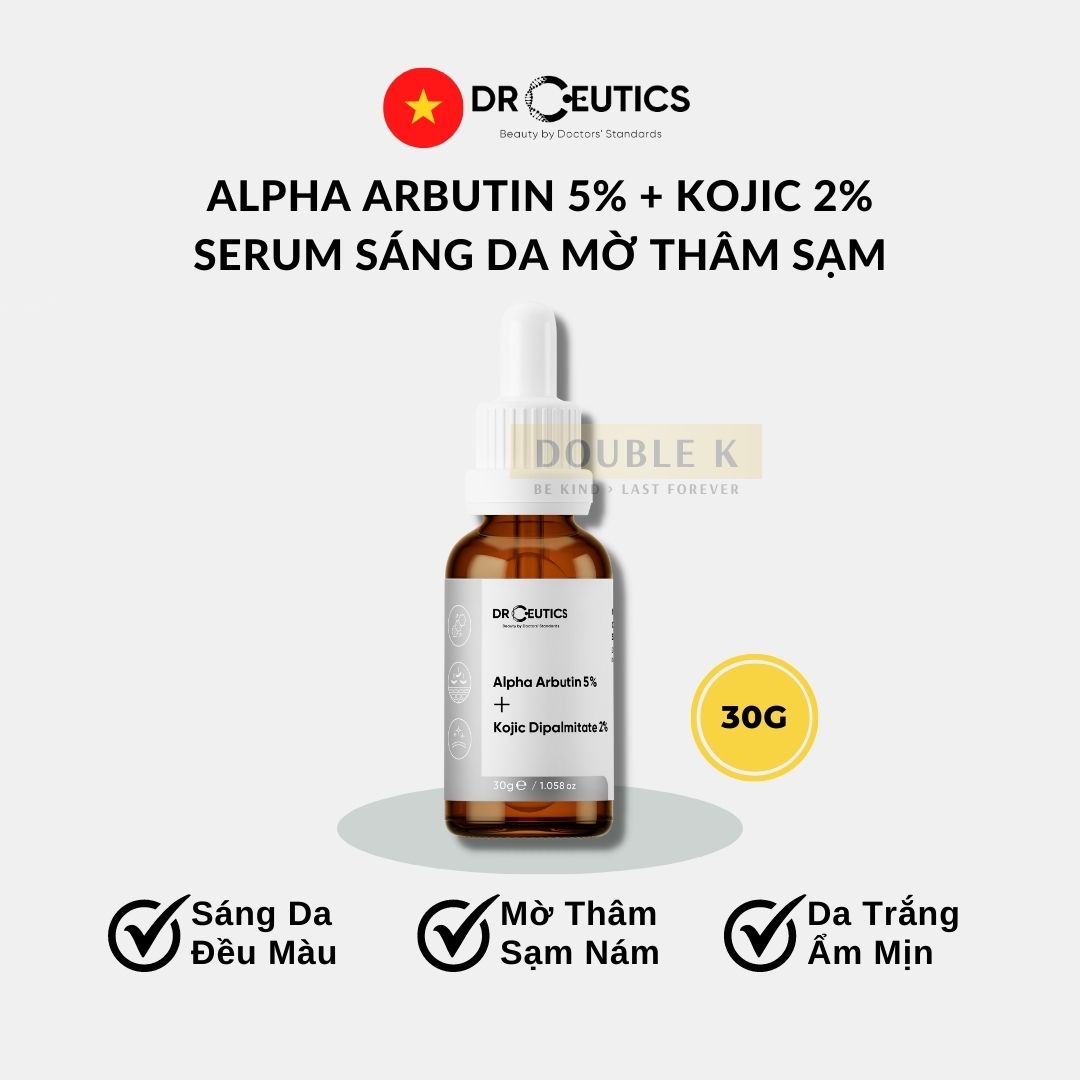 DrCeutics Alpha Arbutin 5% + Kojic Dipalmitate 2% - Serum Dưỡng Sáng Da, Mờ Thâm Sạm Nám - Double K