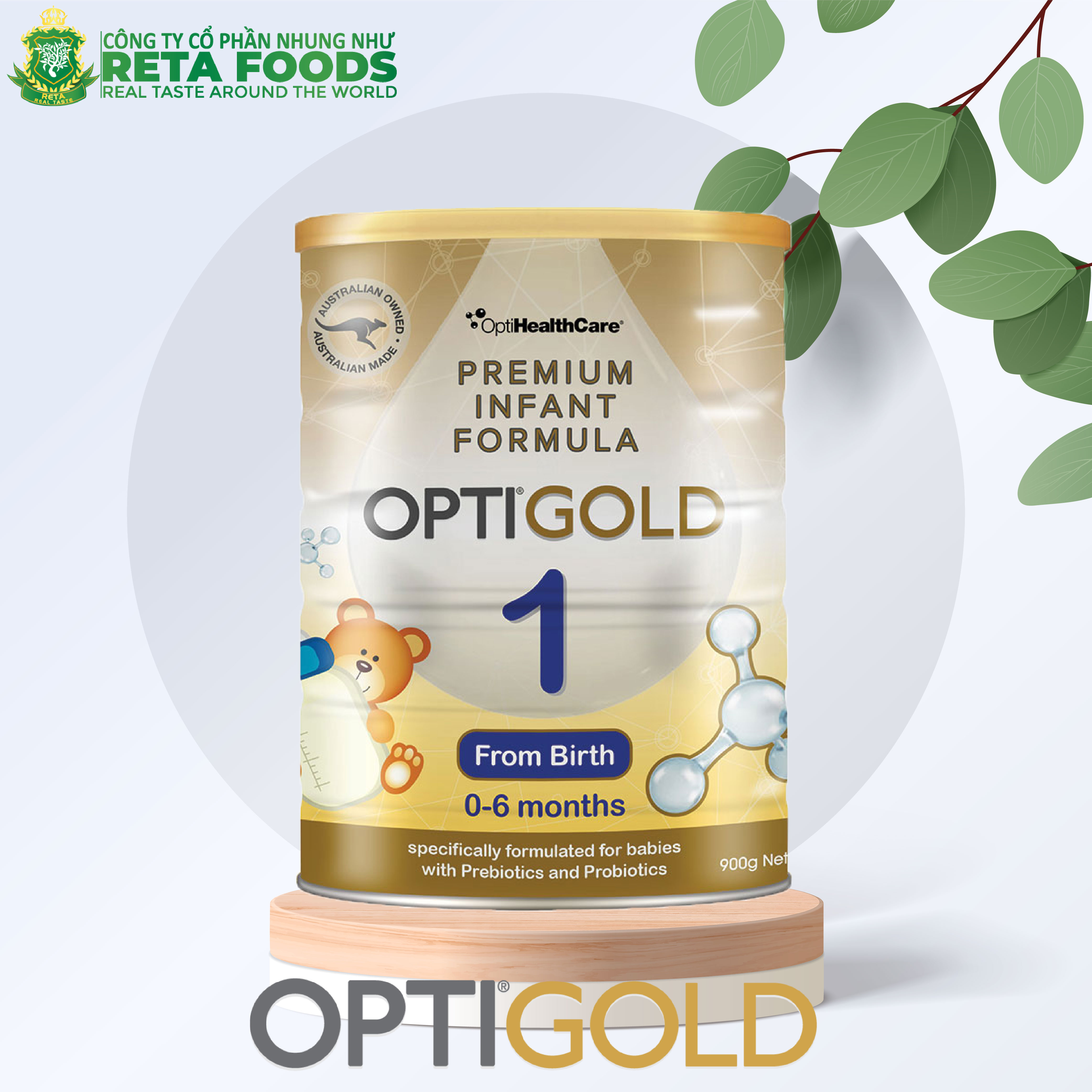 Sữa bột cho trẻ từ 0-6 tháng tuổi Optigold Infant Formula with Pre &amp; Probiotics Step 1