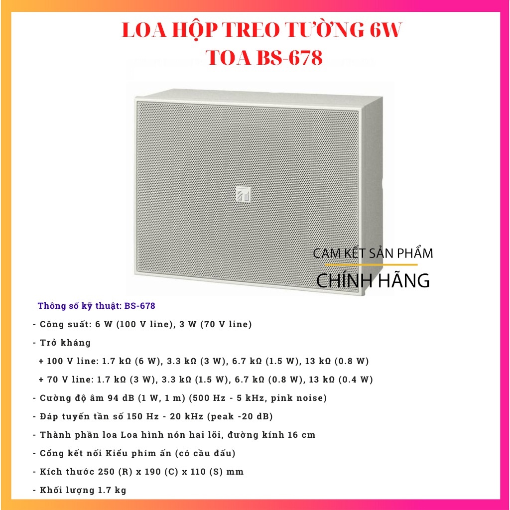 Loa hộp treo tường TOA BS-678 - Hàng chính hãng