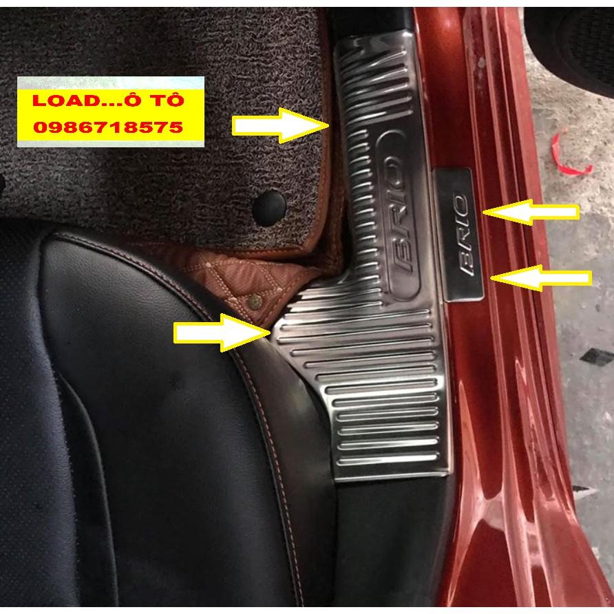 Ốp Bậc Cửa, Nẹp Bước Chân Trong, Ngoài Xe Honda Brio 2022-2019 Chất Liệu Inox Cao Cấp