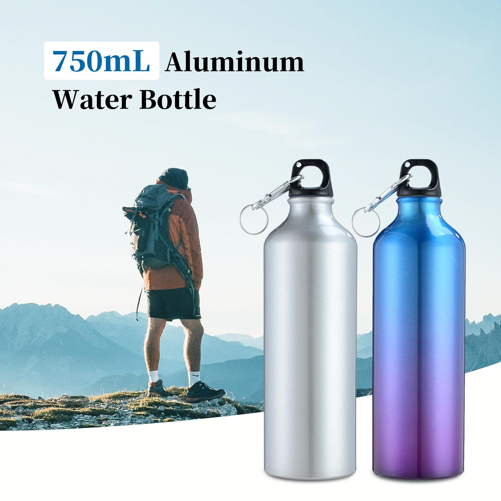 750mL Water Bottles with Carabiner Portable Aluminum Water Bottle Reusable Leakproof Water Jug for Outdoor Sports