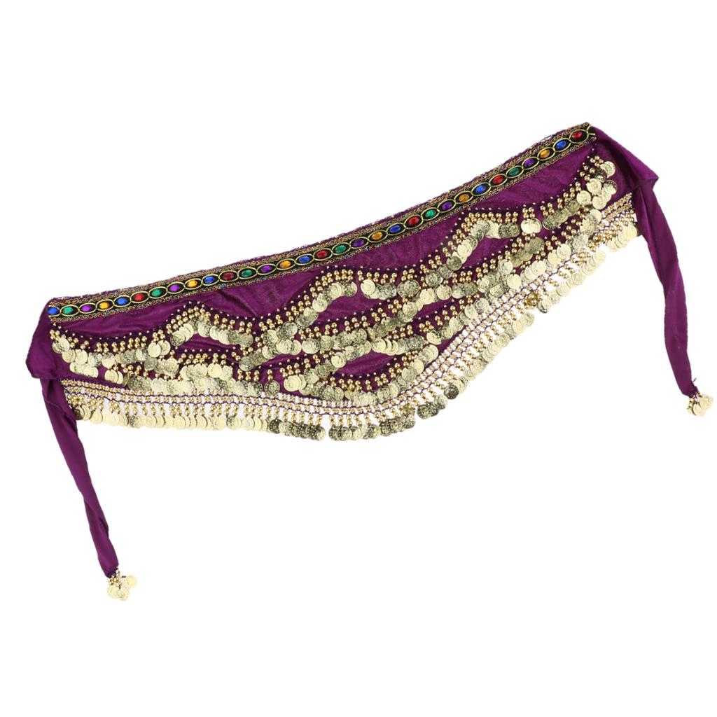 Womens Sweet Bellydance Hip Scarf With Gold Coins Skirts Wrap Noisy
