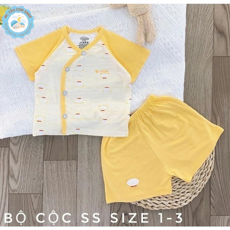 [3-9kg] Bộ Quần Áo Ngắn Tay Chất Thun Lạnh Mềm Mát Kẻ Sọc Phối Màu Cho Bé - Hồng