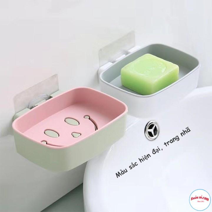Khay Để Bánh Xà Phòng Dán Tường 2 Lớp Đáy Kín Hình Mặt Cười 00239