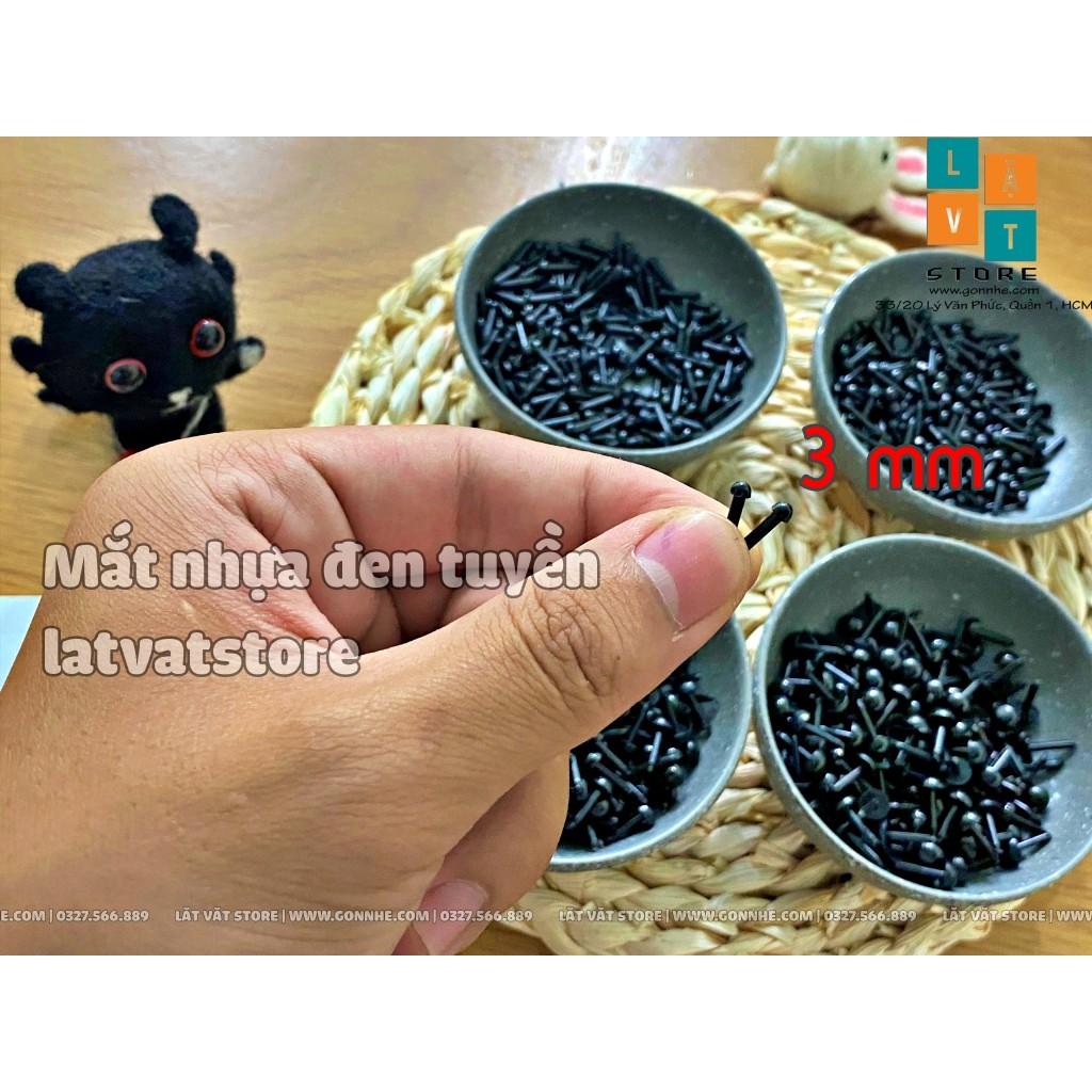 Mắt nhựa đen tuyền chân thẳng - Làm Handmade - Mắt Thú - Mắt búp bê