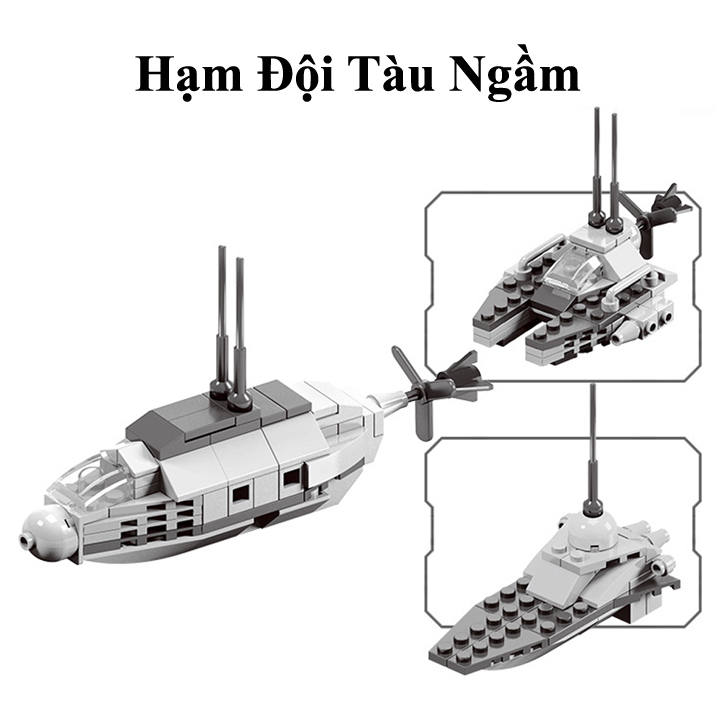 Đồ Chơi Lego Xếp Hình Chiến Hạm Lục Quân Thủy Chiến - Bộ Lính CJ3652 gồm 600 Chi Tiết - Phát Triển Trí Thông Minh 8 Tuổi