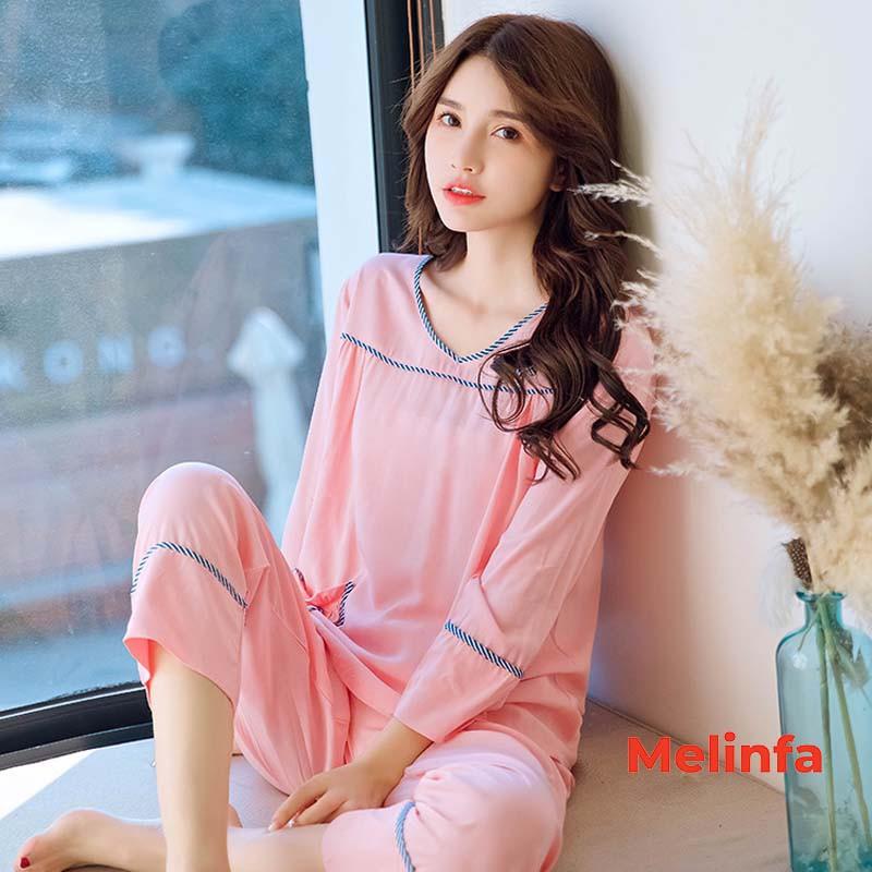 Bộ đồ ngủ nữ chất vải cotton Rayon tự nhiên thân thiện, bộ đồ mặc nhà nữ tay dài, quần dài mã VABD0181