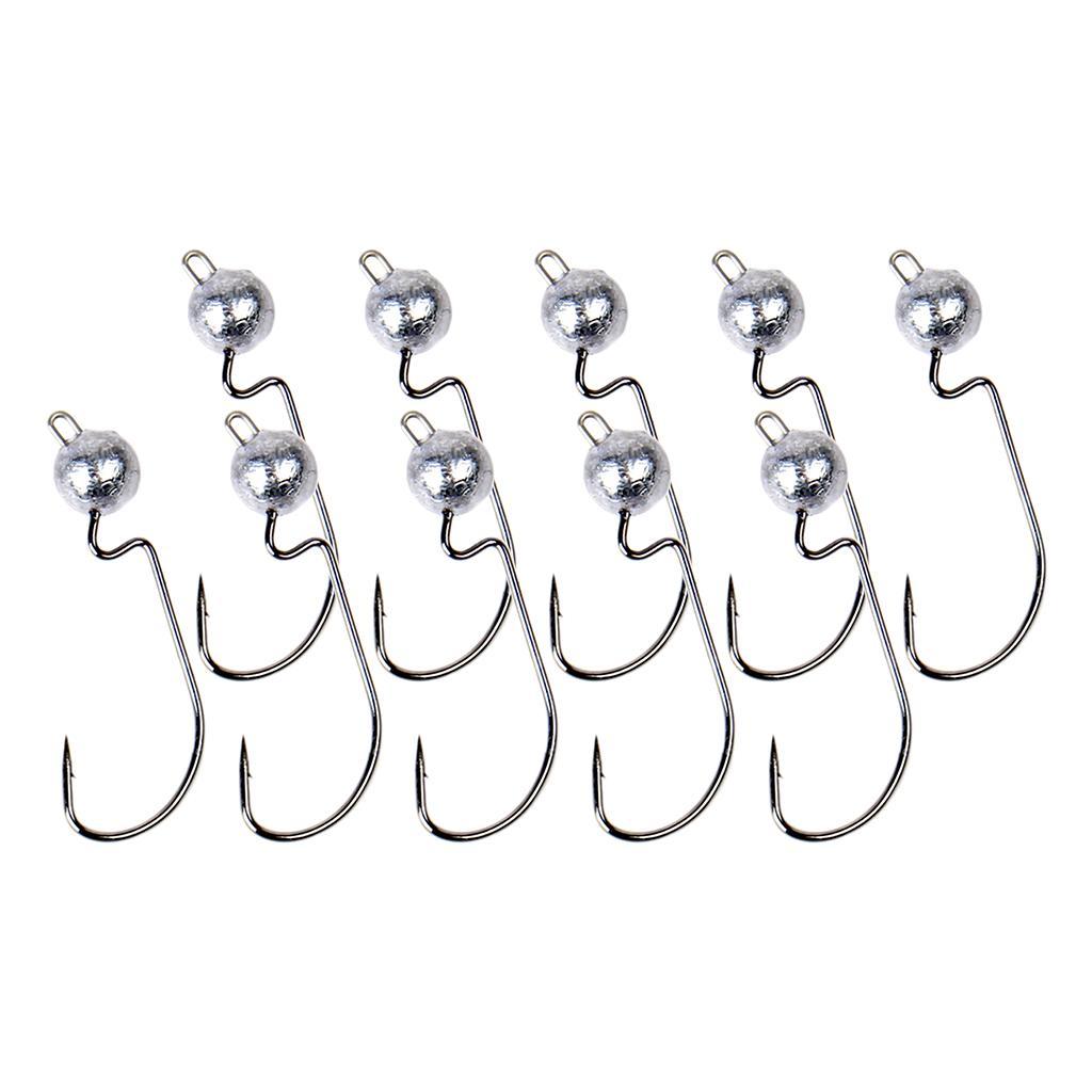 10pcs Weighted Fishing Hooks Crank Hook With   For